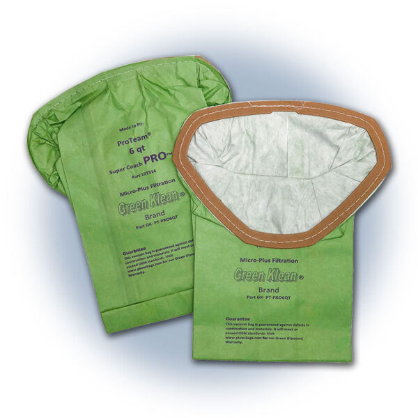 6-Quart - Green Klean - Fitment For Pro Team Super Coach Pro - Vacuum Bag - (10/Pk)