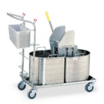 Stainless Steel 1C Half-Oval Double Tank/Wringer Mopping Unit