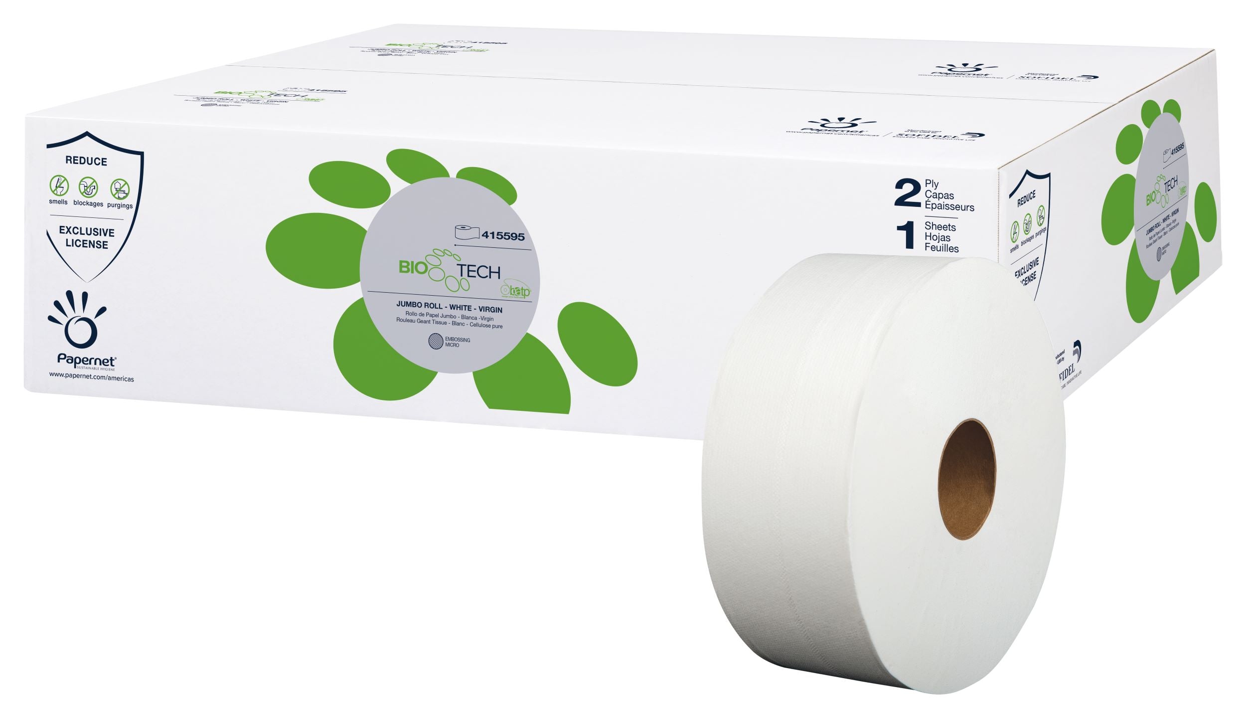 Jumbo Roll Bio Tech Toilet Tissue - 2-Ply - White - (12/CS) Jumbo Roll Bio Tech Toilet Tissue - 2-Ply - White - (12/CS)
