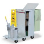 Stainless Steel Standard Folding Housekeeping Cart with Round Single Bucket & Mop Wringer