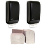 Mini-Fold Starter Pack - 2 Mini-Fold Dispensers and 6 Packs of Paper - Black Translucent