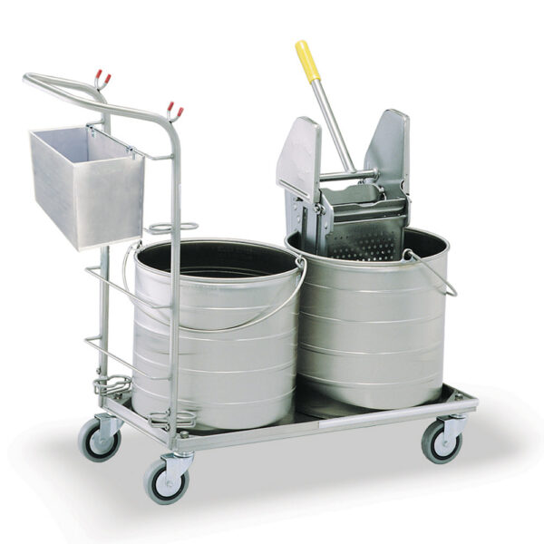 Stainless Steel #5 Round Double Bucket/Wringer Mopping Unit